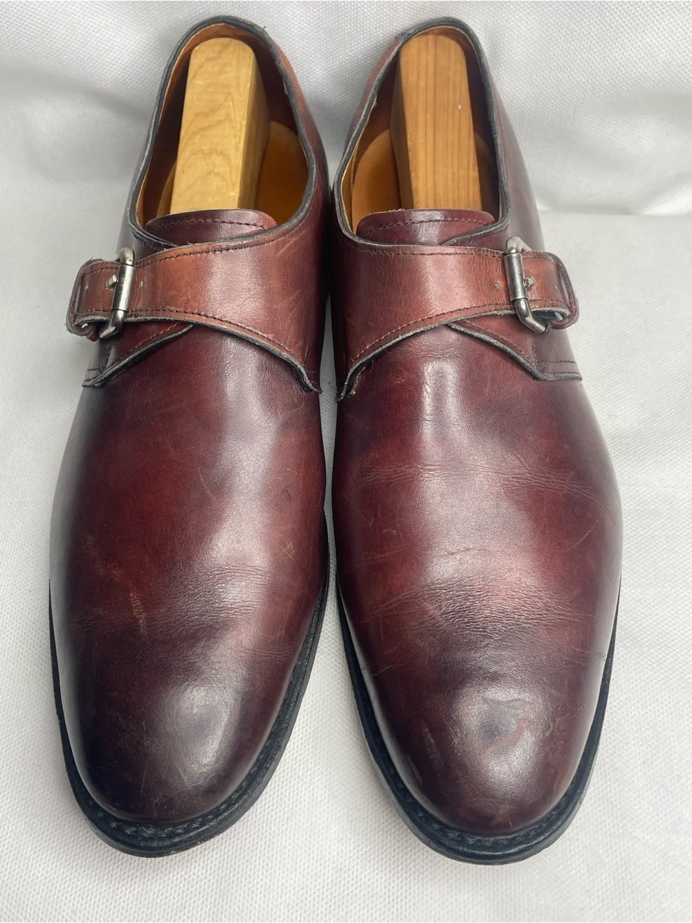 Allen Edmonds Warwick Leather Buckle Oxford Shoes Mens Size US 9.5 D Burgundy